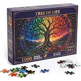 Stained Glass Tree of Life Puzzles for Adults 1000 Pieces, 27.6 x 19.7 in | Challenging Nature Art Jigsaw Puzzles with Poster and Lettered Back, Colorful Artwork Decor Gift