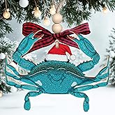 LUCAGIFT Crab Ornaments - Beach Ornaments for Christmas Tree - Sea Crab Santa Hat Christmas Ornament - Beach Themed Gifts, Crabs Gifts for Ocean Lovers - Wood Sea Ornament 2025