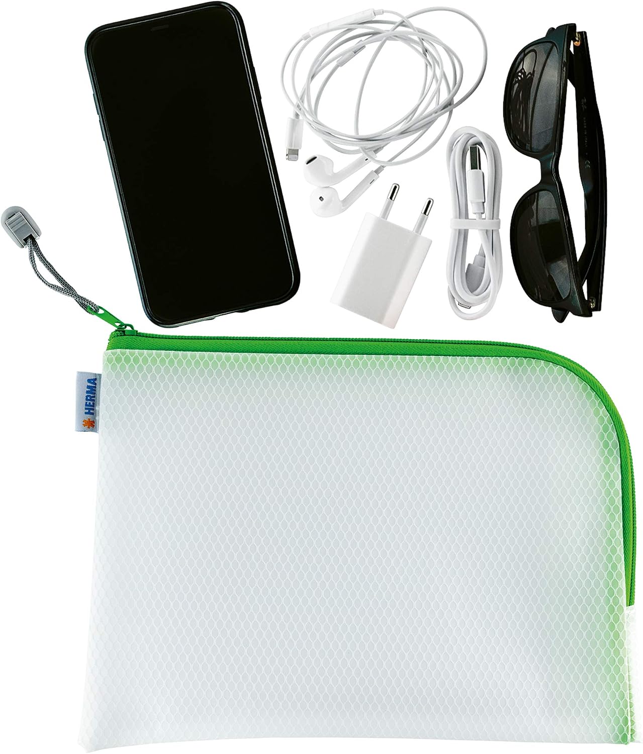 Herma 20010 Zip Toiletry Bag A5, Transparent (26 x 20 cm) Small Zippered Travel Pouch for Cosmetics Liquids, Make-up - Image 4