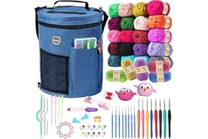 MIAOKE 79pc Crochet Kit, Large Knitting Bag Yarn Storage Organizer, Knitting & Crochet Supplies, Waterproof Crochet Bag, Crochet Accessories, Crochet Hooks, Crochet Hook Kits, Knitting Bag