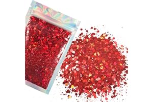 ELECTRIC BLISS BEAUTY Red Face & Body Glitter - Cosmetic Grade Chunky Glitter - Uses Include: Festival Rave Makeup Face Body Nails Resin Arts & Crafts, Resin, Tumblers, Bath Bombs - Solvent Resistant