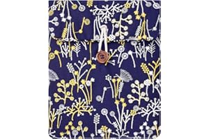 CAYEELU Embroidery Water Plants Sleeve Pouch for 6.8-7 Inch eBook/E-Reader (Navy Blue)
