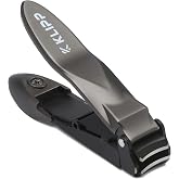 Nail Clippers for Men with Catcher - KLIPP Heavy Duty Razor-Sharp Self-Collecting Nail Cutter, Ergonomic Lever for Fingernails &amp; Toenails, Ideal Gift for Men &amp; Grooming Gifts Includes Ziplock Pouch