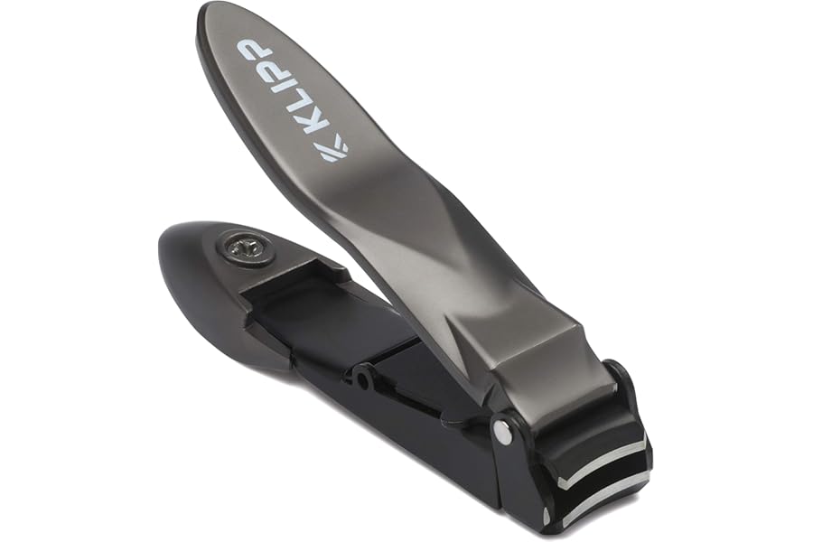 Nail Clippers for Men with Catcher – KLIPP Heavy Duty Razor-Sharp Self-Collecting Nail Cutter, Ergonomic Lever for Fingernails & Toenails, Ideal Gift for Men & Grooming Gifts Includes Ziplock Pouch