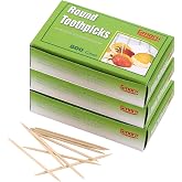 Gmark GM1021 Round Hotel Toothpicks, 2.5 Inch Natural Wooden, 3 Boxes Pack, 2400 Count Total
