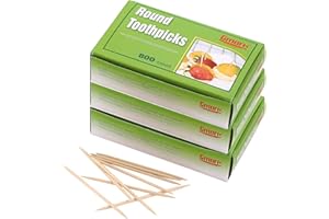 Gmark Round Hotel Toothpicks 800 ct - 3 Boxes Pack Total 2400 ct - 2.5" Natural Wooden Toothpicks GM1021