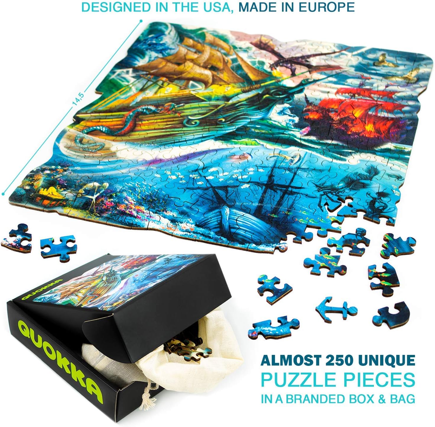 300 Piece Puzzles for Adults by Quokka, Wooden Adult Puzzle with Ship Battle, Unique Puzzles for Adults with Irregular Jigsaw Puzzles Pieces, Ship Battle Puzzles for Adults: Toys & Games