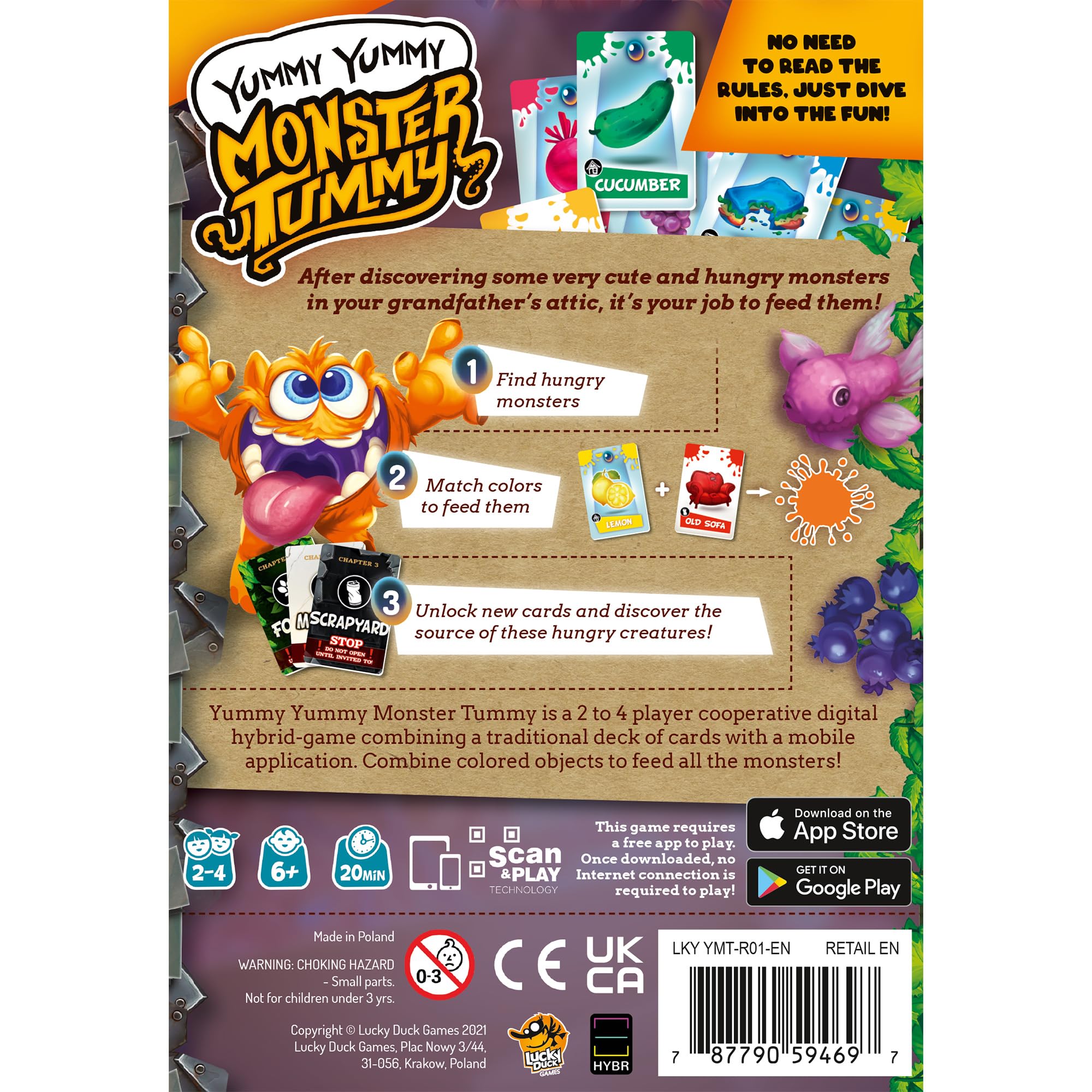 Lucky Duck Games Yummy Yummy Monster Tummy Board Game - Color-Matching Fun for All Ages! Fun Family Game for Kids and Adults, Ages 6+, 2-4 Players, 15-30 Minute Playtime, Made