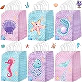 Outus 24 Pcs Mermaid Birthday Party Favor Bags Mermaid Gift Goodie Treat Candy Bags Under the Sea Gift Wrap Packs for Kids Princess Baby Shower Party Supplies