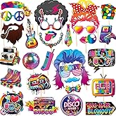 30 Pcs 80s Photo Booth Props, Party Decorations Birthday Disco 1980s 80's Props for Back to The Retro Theme Hip Hop Adults