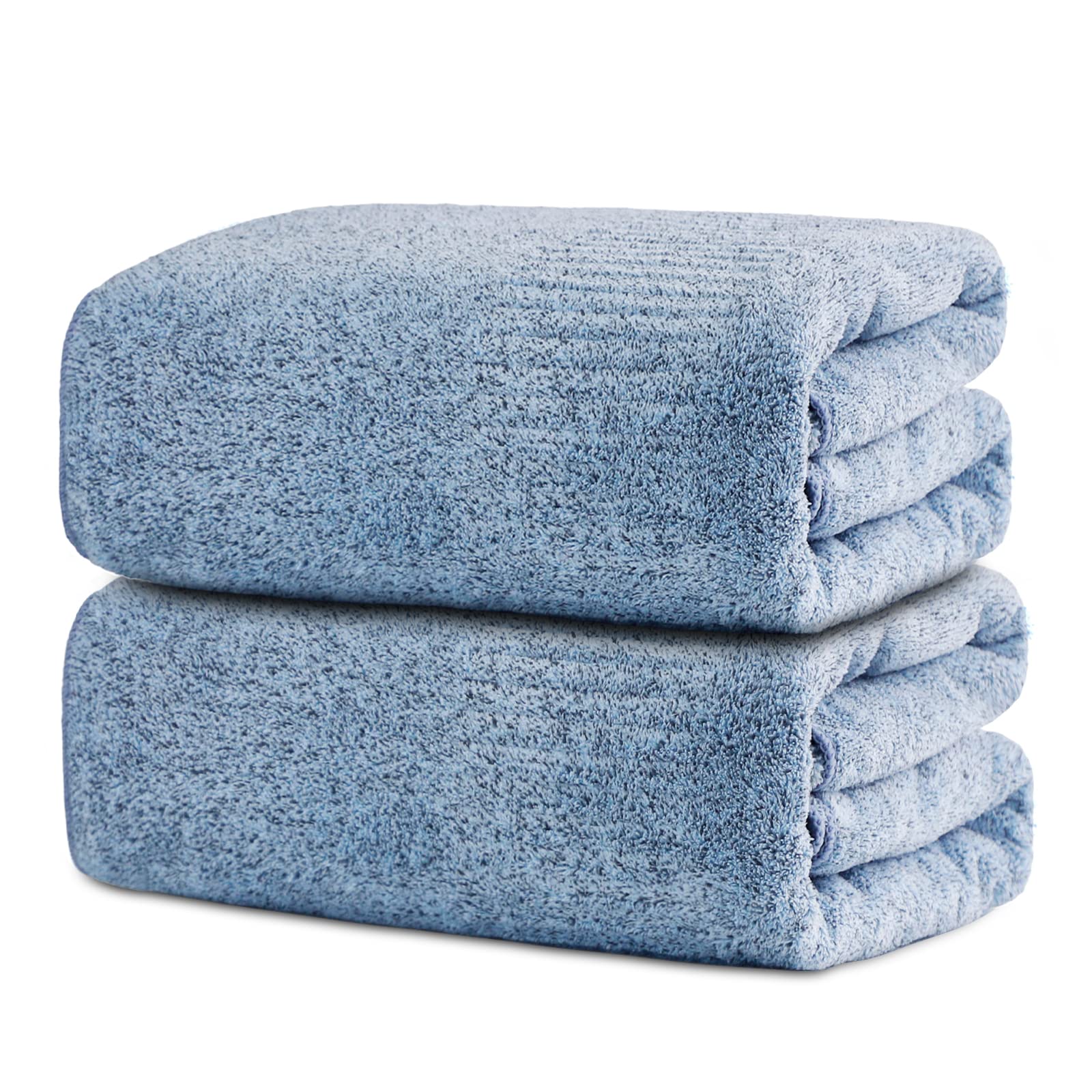 SEISSO Pack of 2 Bath Towel, Premium Bamboo Fibre Bath Sheets 90 x 160cm Super Soft Highly Absorbent and Quick Dry Bath Sheet, Use for Hotel, Spa, Bathroom, Sports Towels, Yoga Towel (Light Blue)