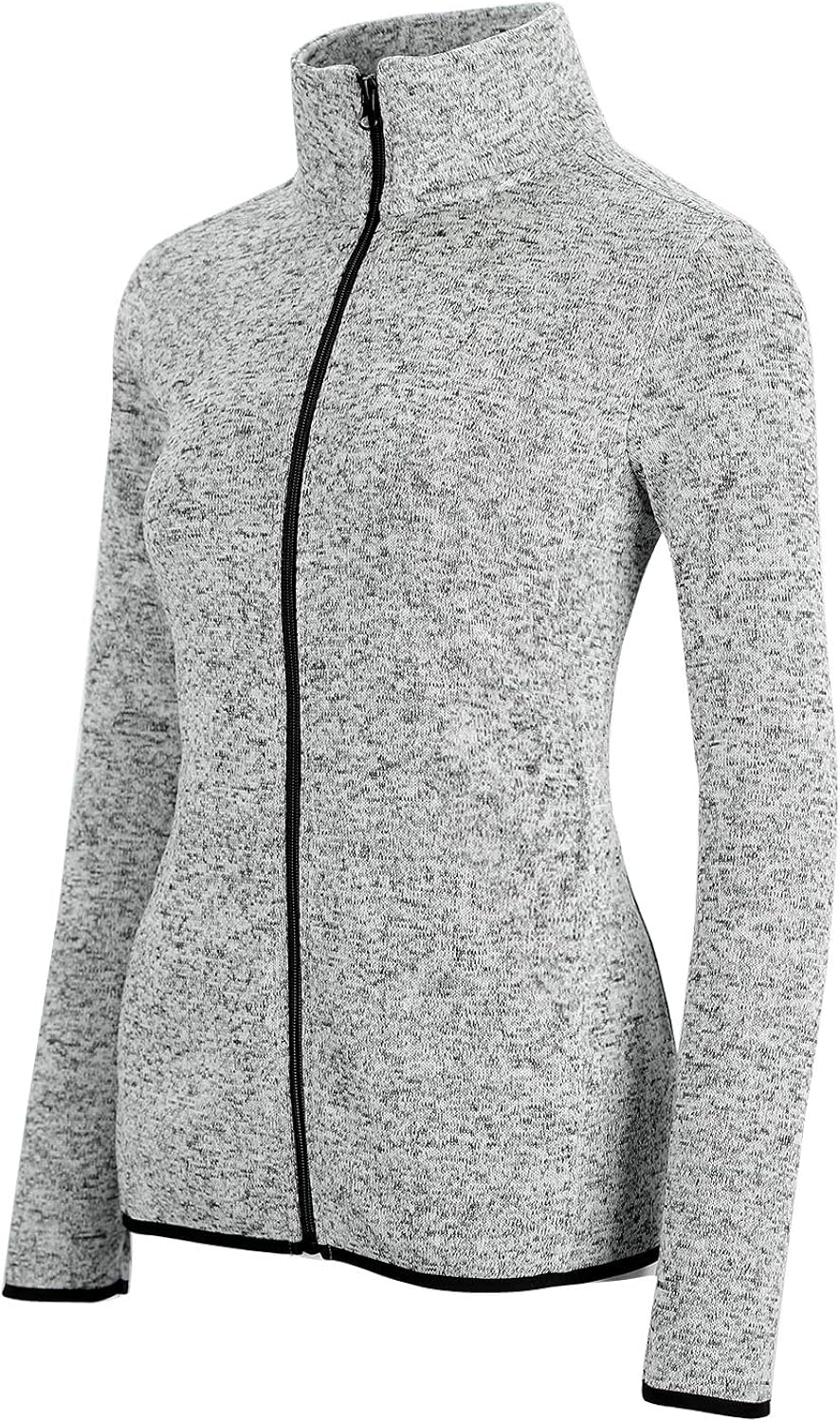 Dolcevida Women's Long Sleeve Sweater Fleece Zip Up Speckled Jacket with Pockets at  Women’s Clothing store