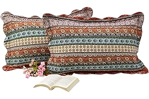 Brandream Bohemian Style Quilted Pillow Shams Set of 2 Exotic Striped Pillow Cases Standard Size