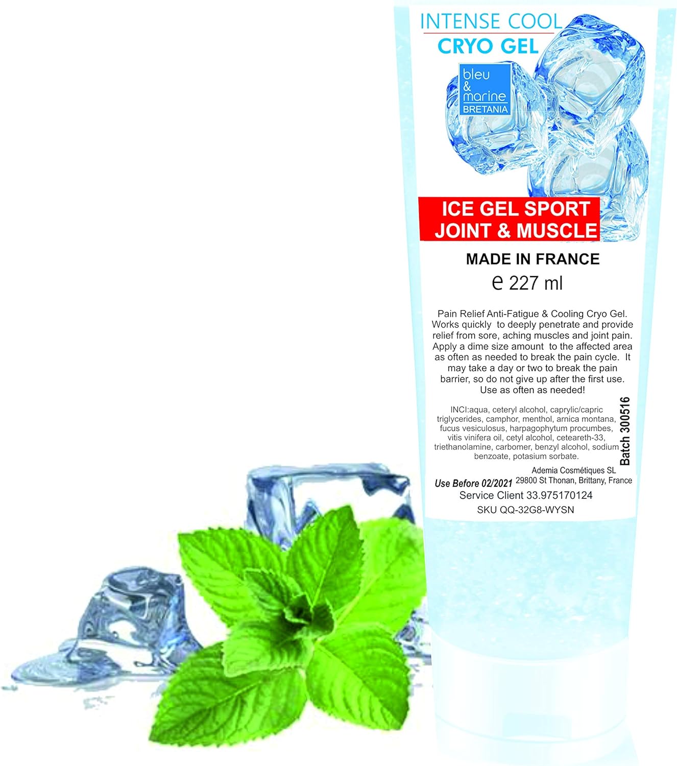 Intense Cryo Gel Professional Triple Action Formula Cooling Gel Muscle Rub Gel by bleu&marine