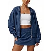 Halfword 2 Piece Skirt Sets for Women Long Sleeve Zip Up Hoodie and Skirt Lounge Matching Sets Casual Sweatsuits Gym Clothes