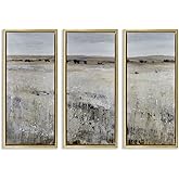 Stupell Industries 'Wild Pasture Impression', 3pc Floating Frame Art Set 3, Gold, 15 x 31 Inches, Easy to Hang and Sturdy, Ma
