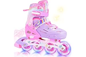 2PM SPORTS Inline Skates for Kids Girls Boys Ages 5-8 8-12 3-5 4-6 6-12 with Light Up Wheels, Adjustable Kids Roller Skates Blades for Beginner Youth Indoor Outdoor Size 11C 1 2 3 4 5 6 7 8