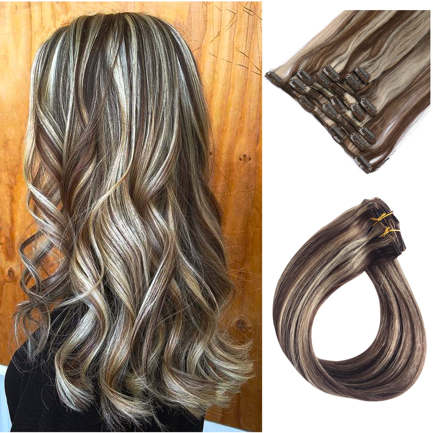 Amazon Com Clip In Real Remy Human Hair Extensions For Black