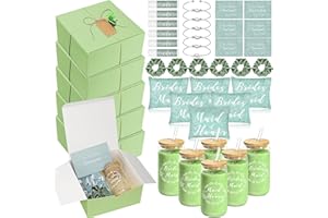 54 Pcs Bridesmaid Proposal Gifts, Maid of Honor Gifts Include Brides Maid Gift Box Makeup Bag Invited Card Glass Cup Lip Balm