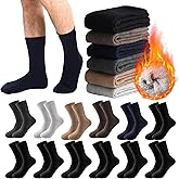 Janmercy 12 Pairs Winter Wool Socks for Men Thermal Socks Warm Soft Hiking Thick Crew Boot Sock Multicolor Cozy Bulk for Cold Weather Winter Holiday Gifts for Men Father Stocking