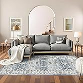 Washable 4x8 Hallway Runner Rug: Vintage 8ft Soft Runners for Entry Kitchen Wide Low Pile Carpet with Non-Slip Backing for Living Room Bedroom Thin Bathroom Carpet for Dining Room Foyer (Grey,4x8)