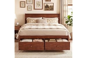 IFANNY Full Bed Frame with Storage & 2 Drawers, Wood Platform Bed with Headboard, Footboard & Wooden Slats, Full Szie Modern 