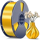 SUNLU 3D Printer Silk Filament,Shiny Silk PLA Filament 1.75mm, Smooth Silky Surface, Great Easy to Print for 3D Printers, Dimensional Accuracy +/- 0.02mm, Silk Light Gold 1KG