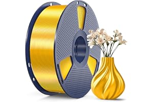 SUNLU 3D Printer Silk Filament,Shiny Silk PLA Filament 1.75mm, Smooth Silky Surface, Great Easy to Print for 3D Printers, Dimensional Accuracy +/- 0.02mm, Silk Light Gold 1KG