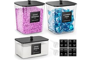 3 Pack Laundry Pods Container, Clear Laundry Room Organization Containers,Large Laundry Detergent Powder Storage Containers B