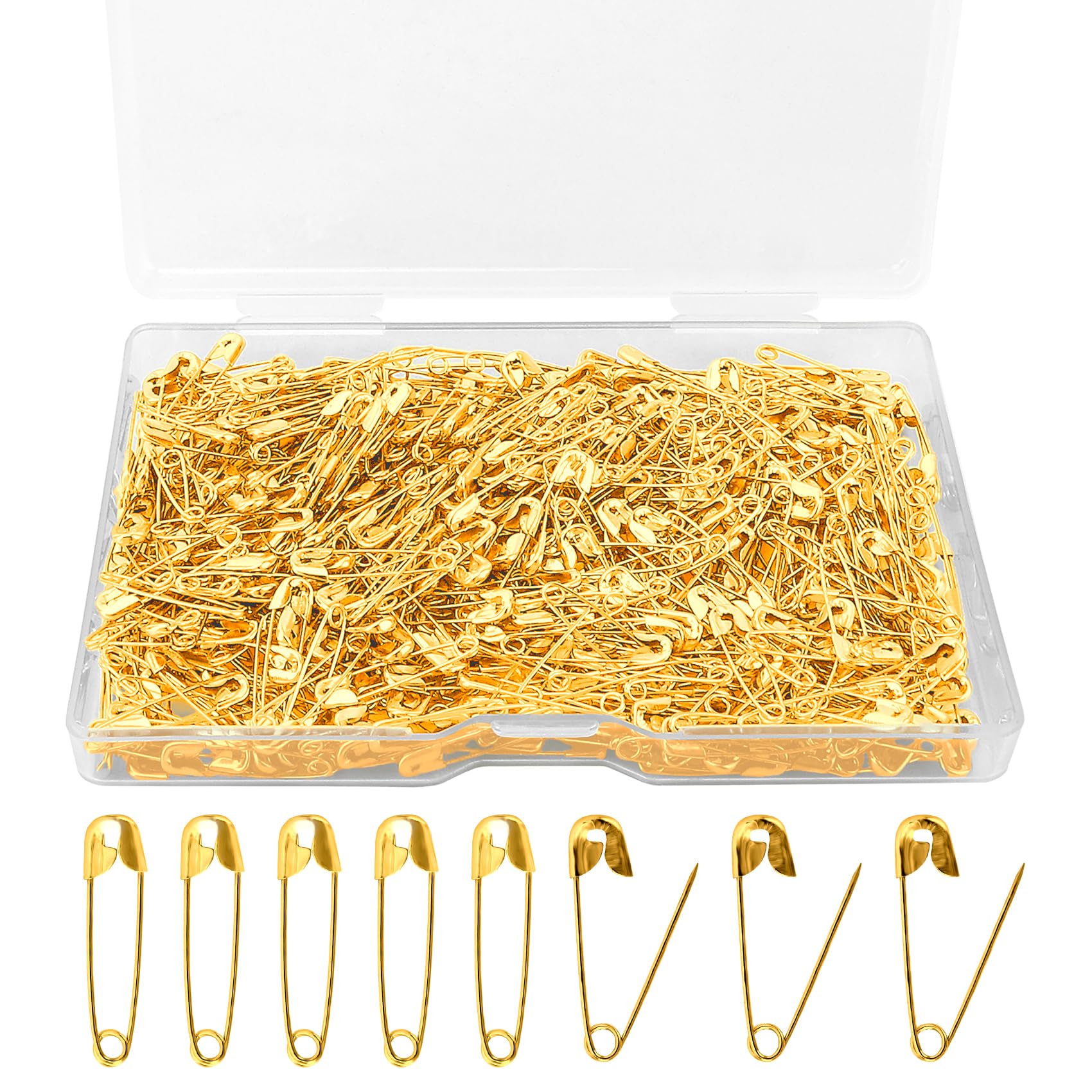 NIEITRK Safety Pins, Mini, Gold, Stainless Steel, Elegant, 500 Pcs, Assorted, Heavy Duty, Strong, Multifunctional, Sewing Accessories, DIY Projects, Jewellery Making, Clothes Organization
