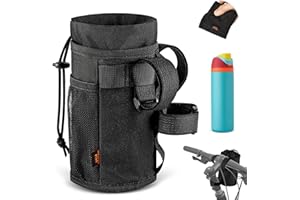 Desing Wish 12-24oz Bike Water Bottle Holder Handlebar Holder with Mesh Pocket Bike Cup Holder Water Bottle Bag Carrier Ebike