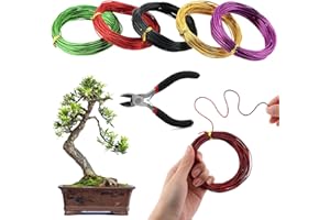 KRYSLANIX Tree Training Wire Kit - 5 Rolls (164ft),Bonsai Training Wires with Wire-Cutter,Aluminum Wires Bonsais Tool Kit, Bonsai Accessories for Bonsais Trees Indoor Garden DIY Tools
