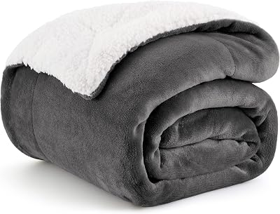 Bedsure Sherpa Fleece Throw Blanket 150x200 Dark Grey Twin/Double