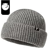 Oversize L/XL/XXL Merino Wool Blend Short Fisheman Beanie Lightweight Warm Hat for Cold Weather Winter