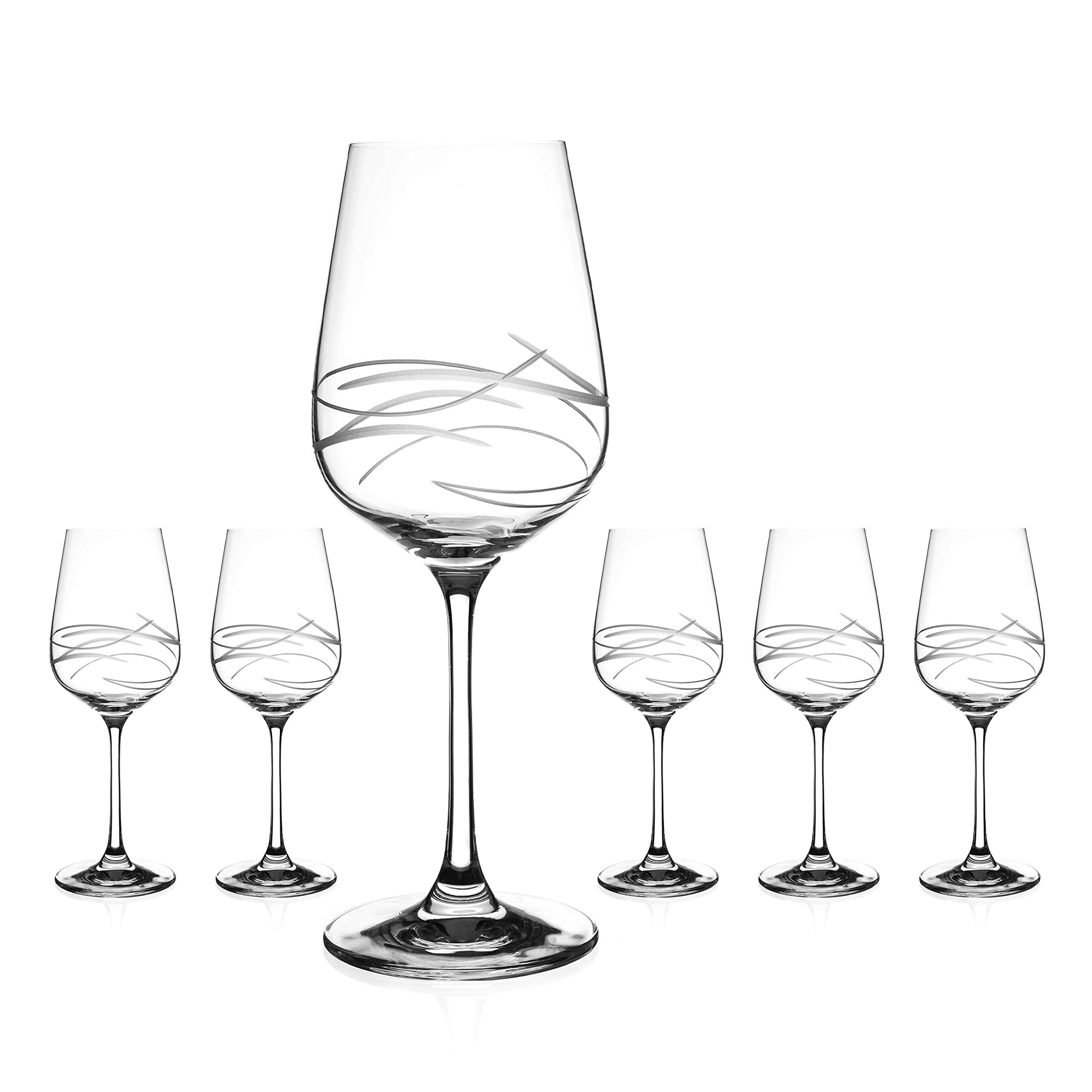 DIAMANTE Fantasy Hand Cut White Wine Glasses Made from Lead Free Crystal - Set of 6-360ml