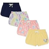 BTween Girls 4 Piece Active Performance Dolphin Shorts with Faux Drawstring, Sports Running Shorts for Kids