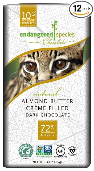 Endangered species chocolate almond Butter creme filled Dark chocolate 72% cocoa (037014000283)