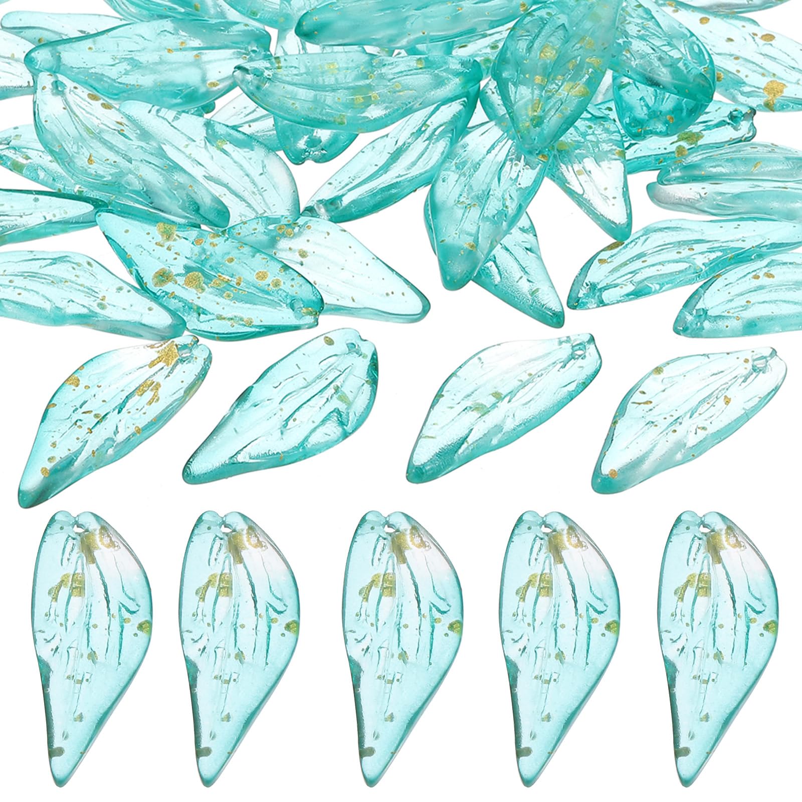 PATIKIL Leaves Beads, 50Pcs Crystal Leaves Beads Translucent Czech Glass Beads Spacer Bead for DIY Jewelry Making Bracelets Necklace, Jade Green