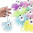 PROLOSO 12 Pcs Stress Relief Sea Urchin Puffer Balls Light Up Spiky Sensory Toy Fidget Balls Glow in the Dark Party Supplies