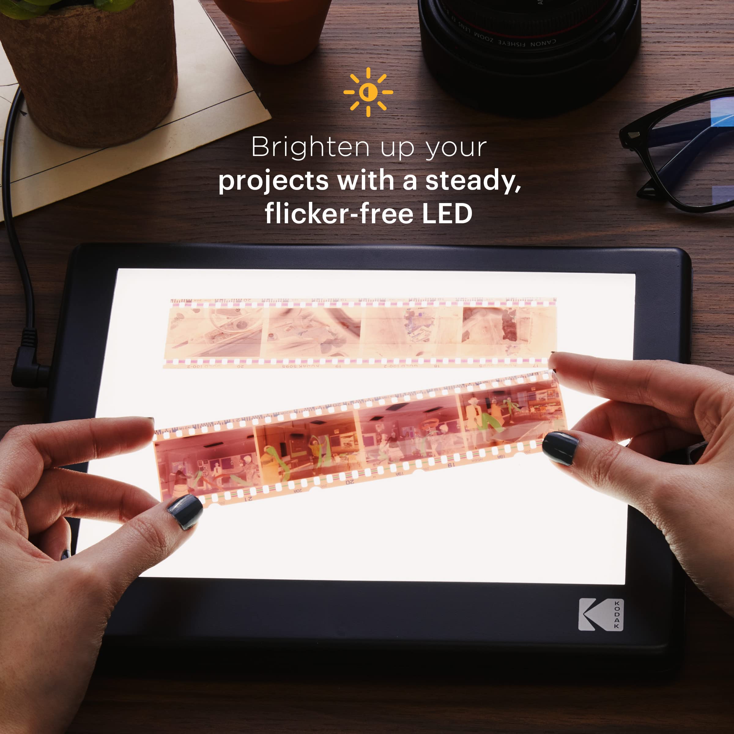 KODAK LED Light Box 12”x8” for Negatives, Slides & Film | Illuminated Board Panel & LED Light Pad for Viewing & Scanning Photos, Tattoo Drawing, Artist Sketching & Stenciling | Glare-Free, USB Powered
