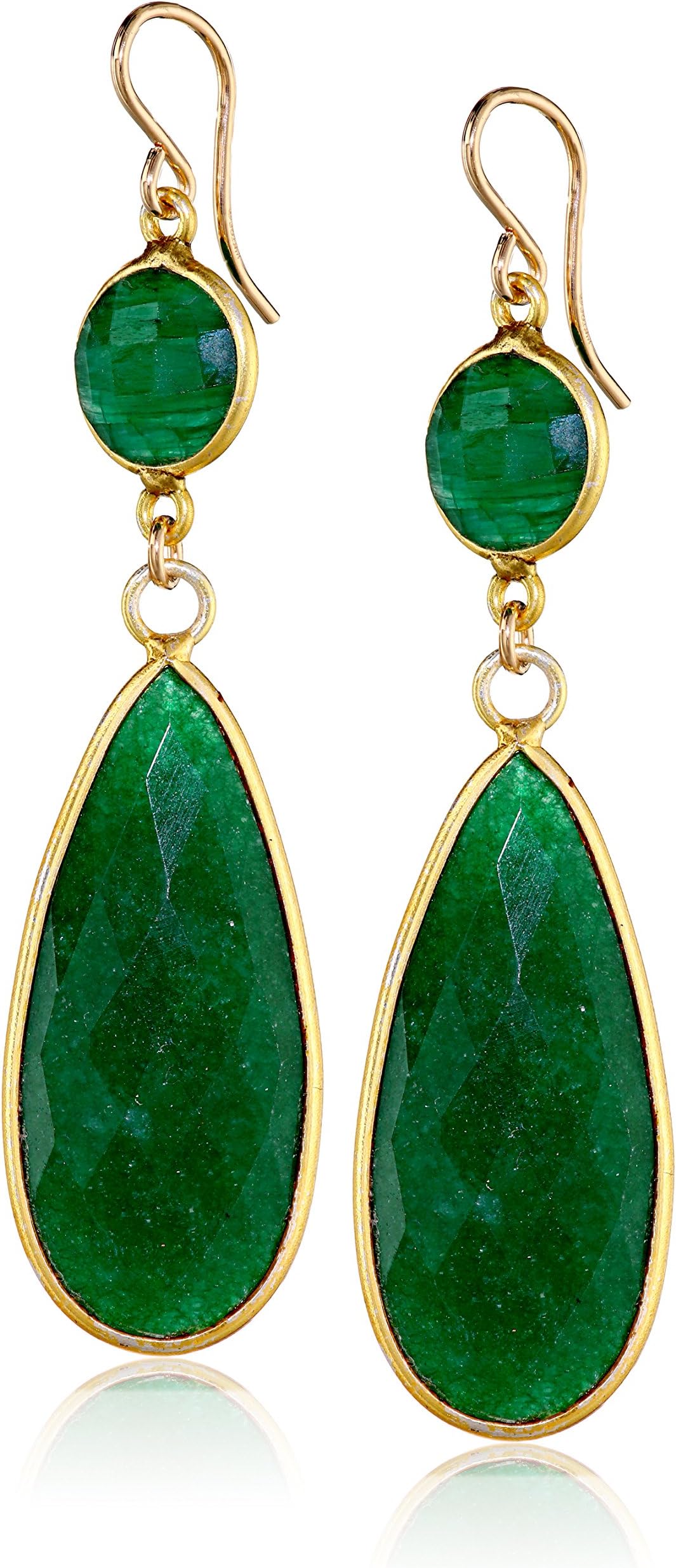 Nashelle Gold-Filled Emerald Long Double-Drop Earrings