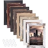 4x6 Picture Frames Set of 8, Rustic Picture Frames Multi Wood-Color,Vertical and Horizontal Formats for Wall Hanging and Tabletop Display,Perfect for Rustic Home & Office Decor