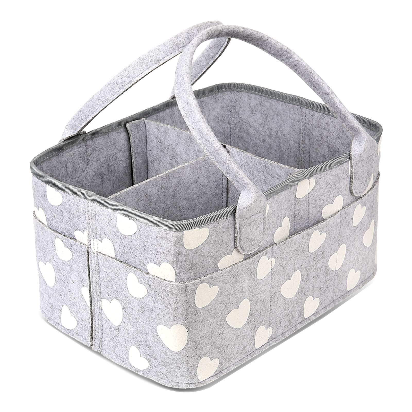 BOENFU Baby Diaper Caddy Nappy Organisers Nursery Storage Nappy Caddy Tote Newborn Shower Gift Basket Portable Car Travel Organizer with Detachable Divider and 10 Invisible Pockets for Mom Kids