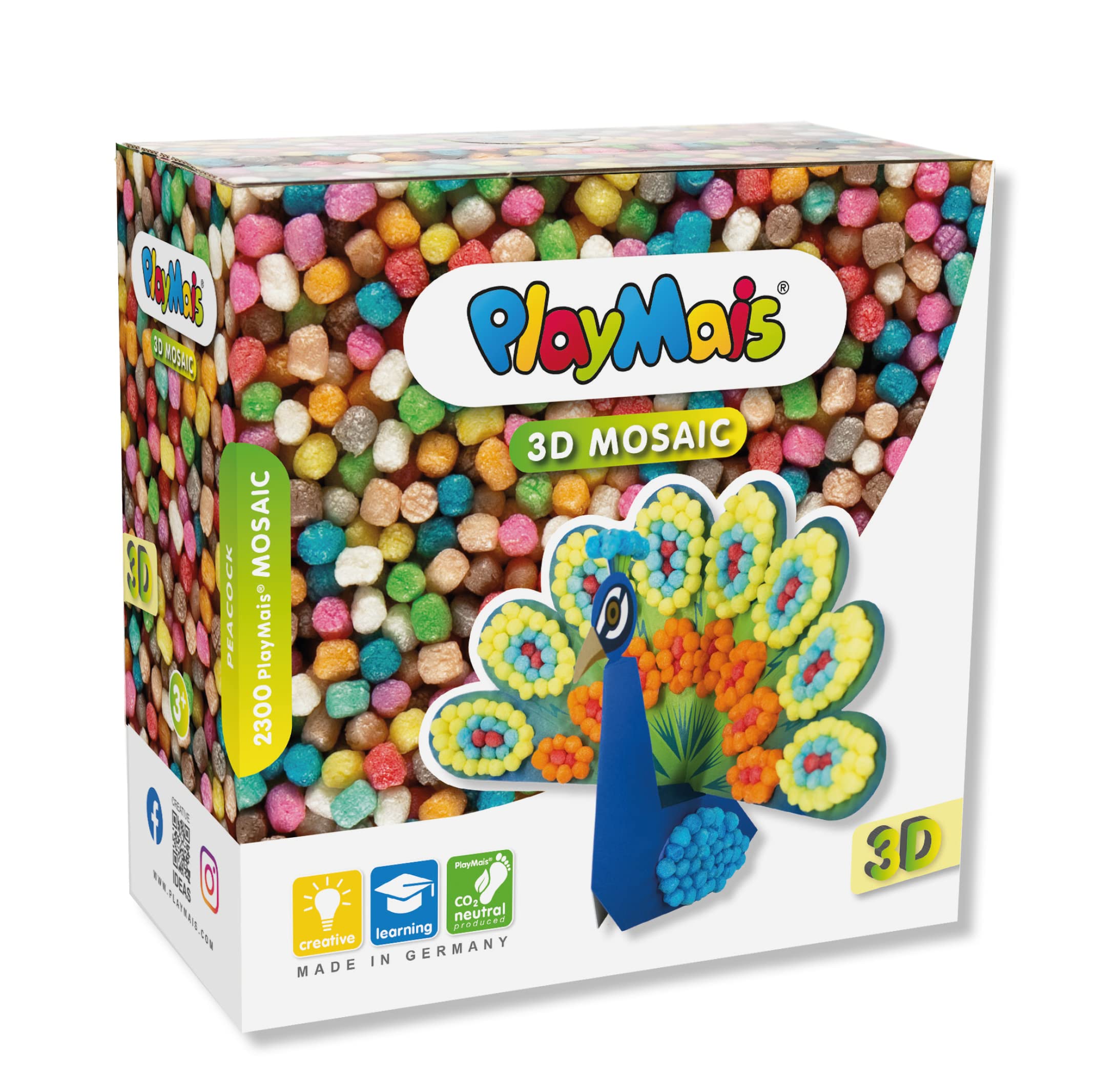 Playmais 3D Mosaic Peacock Creative Set for Crafts for Children from 3 Years | Over 2,300 Pieces & 3D Templates | Promotes Creativity & Fine Motor Skills | Natural Toy