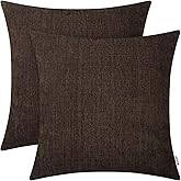 BRAWARM Throw Pillow Covers 16x16 Inches - Coffee Chenille Pillow Covers Pack of 2, Solid Dyed Soft Chenille Pillow Cases for Couch Sofa Bed Home Decoration