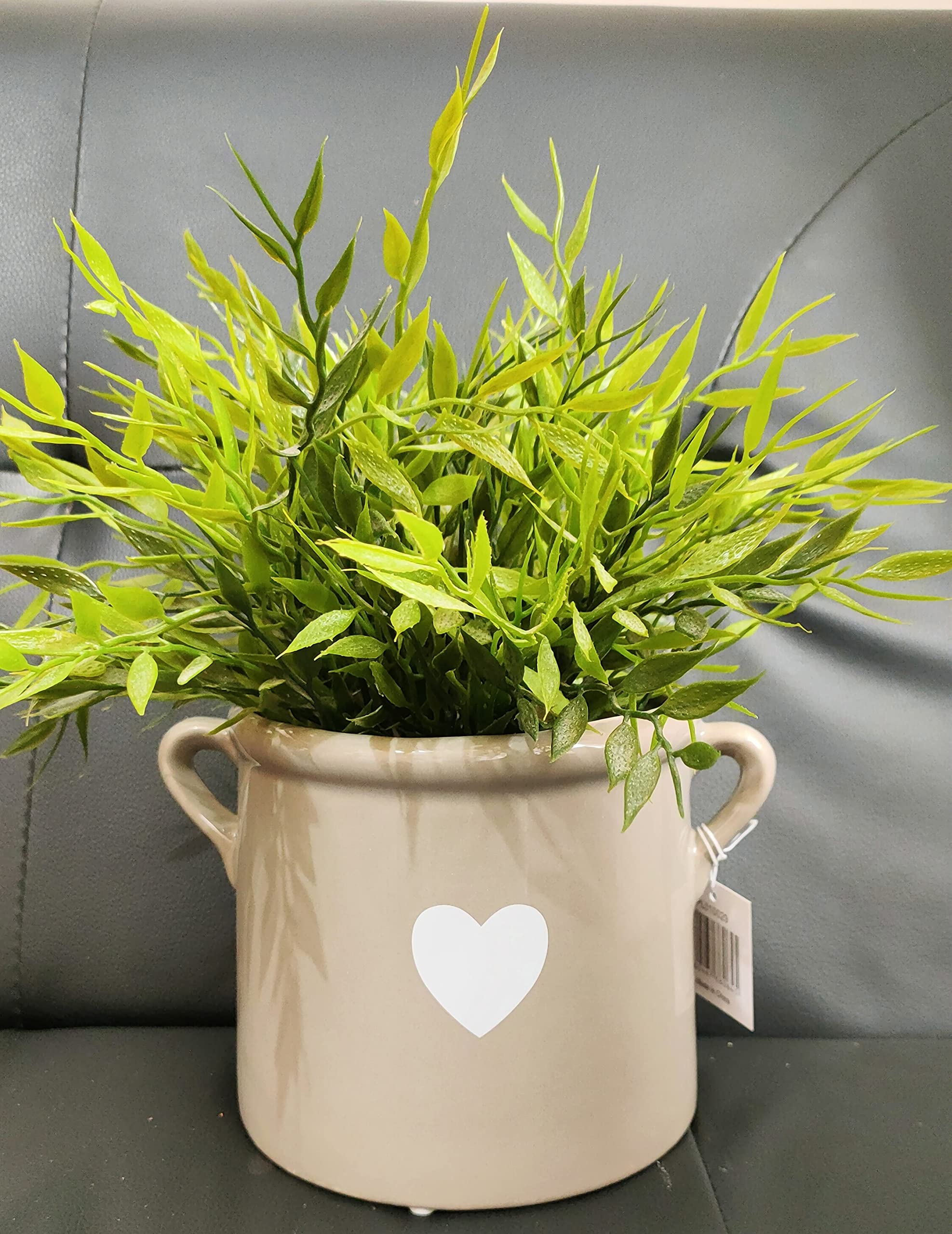 EagleWiz Grey Ceramic Planter Flower Pot with white attractive heart shape with Handles ideal for indoor plants available in 2 sizes (10cm)