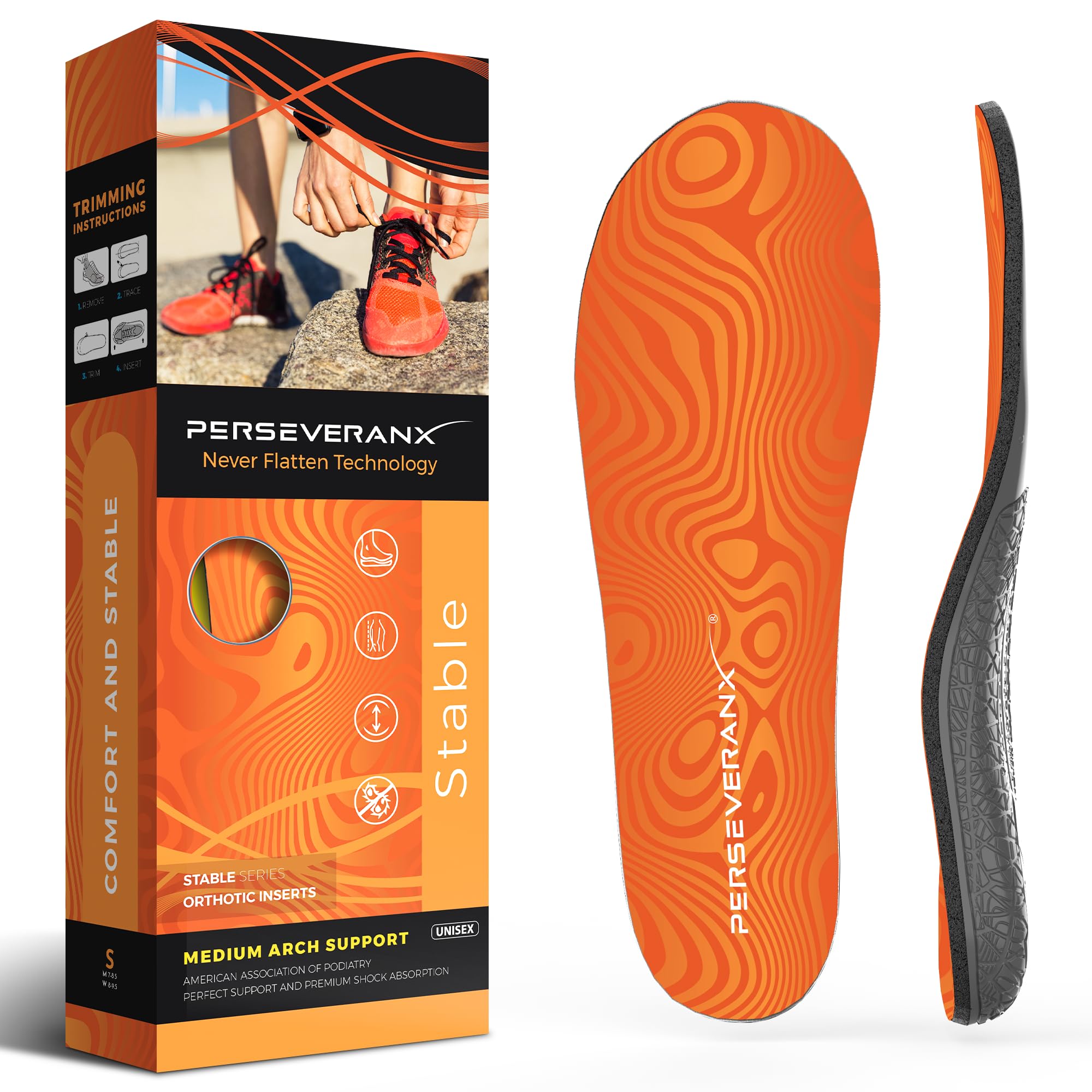 Photo 1 of NASA Grade Insoles for Plantar Fasciitis for Women – Medium Arch Support Inserts for Men – Orthotic Shoe Insoles to Relieve Flat Foot Pain & Provide Stability