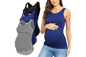 PARNIXS Summer Women's Maternity Tank Top Comfy Sleeveless Maternity Clothes (3 pcs)