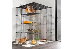 Oneluck 4-Tier 55 Inch Large Cat Cages DIY Cat Playpen Detachable Metal Wire Kennels Cat Crate Exercise Extra Place Ideal for 1-2 Cats