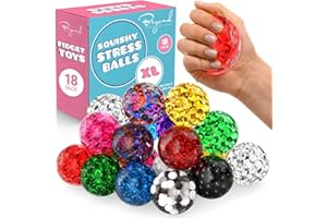 BEYOND INNOVENTIONS Stress Balls for Adults - 18 Pack | Fidget Toys | XL Stress Ball, Back to School Supplies, Squishy Fidget Toys | Anxiety Relief Calming Tool | Squishy Balls for Autism & ADHD, Assorted